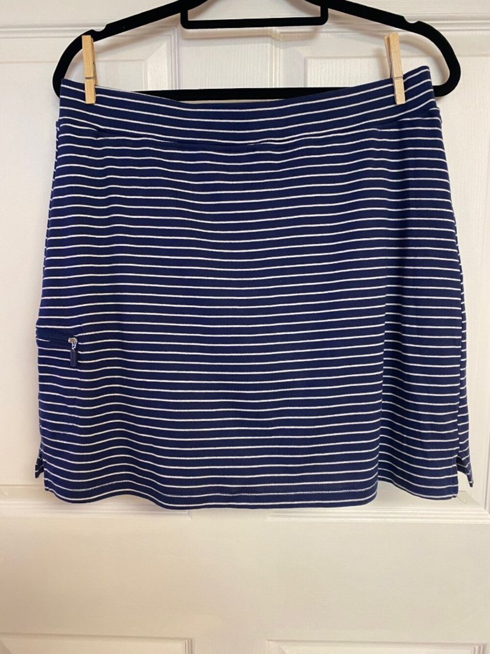 JONES NEW YORK Signature Skort Blue White Strip Cotton Activewear Golf Sz L